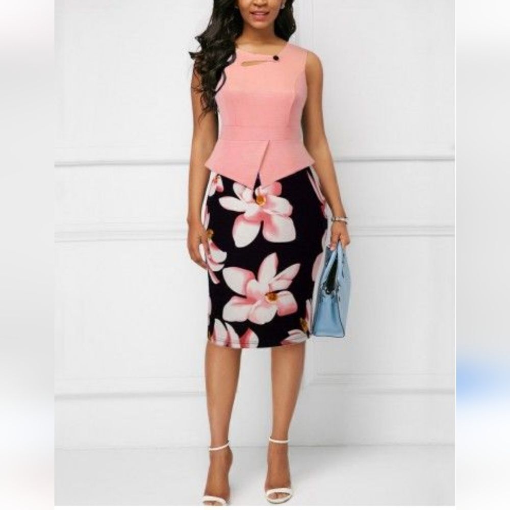 Homeyee Peplum Dress with Cutout Dress